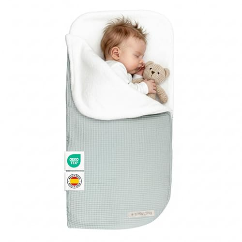 MIMUSELINA Einschlagdecke Babyschale Winter Universal | 2-in-1 Fußsack (92x46 cm) & Decke (92x92 cm) | Weiche Baumwolle für Babyschale, Kinderwagen & Babybett