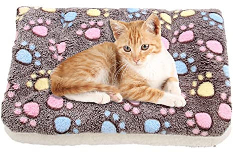 Waaka Gemütliche beruhigende Katzendecke, Katzendecken für Hauskatzen, Waschbare ultraweiche beruhigende Decke für Katzen und Hunde, Niedliche Pfotenabdruck-Decke