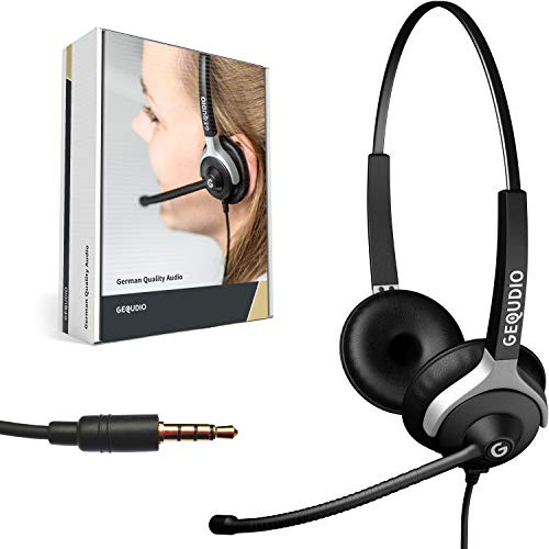 Gequdio WA9026 Business Headset (kabelgebunden, 2-Ohr, 3,5mm Klinke, Schwarz, 80g)
