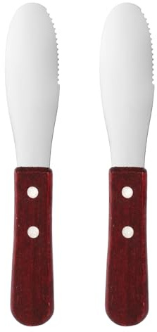 Penitue 2stk Buttermesser-Set, Käsemesser aus Edelstahl mit Holzgriff für Sandwiches Frischkäse und Soßen Küchenhelfer und Kochutensilien