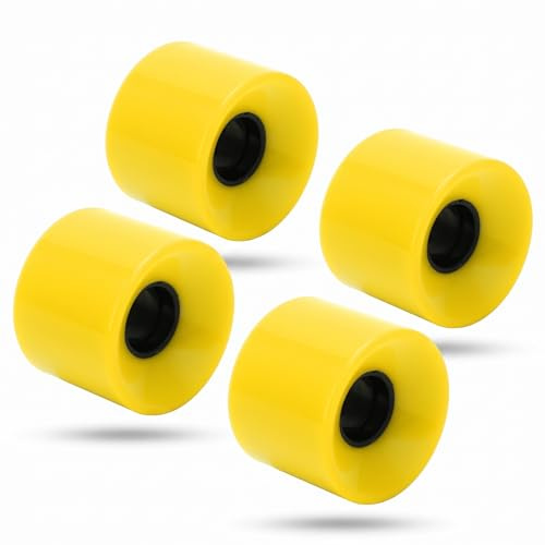 Zunate Rollen, 60mm Longboard Rollen 4pcs Street Skateboards Tricks Rollen für Longboard und Cruiser Board (Gelb)