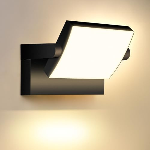 GXXG 40W LED Wandleuchten Aussen/Innen 4000LM Wandlampen Außen Warmweiß 3000K Aussenleuchten schwarz mit 350° Schwenkbar LED Panel Wasserdicht IP65