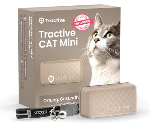 Tractive CAT Mini GPS Tracker für Katzen | Marktführer | Live-Ortung | Positionsverlauf | Gesundheitswarnungen | Aktivitätstracking | Halsband inkludiert | Abo Erforderlich (Braun)