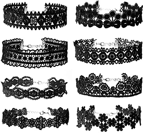 MILAKOO Spitze Choker Damen Vintage Halskette Mädchen Gotic Halsbänder Set Tattoo Kragen weiß schwarz