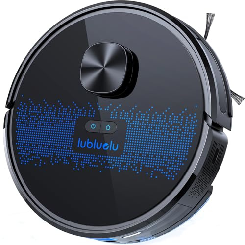 Lubluelu Saugroboter mit Wischfunktion, Staubsauger Roboter 5000Pa Lasernavigation mit 5 Karten, 55 dB Roboterstaubsauger mit APP Steuerung, Ideal für Tierhaare, Teppiche, Hartböden, Schwarz