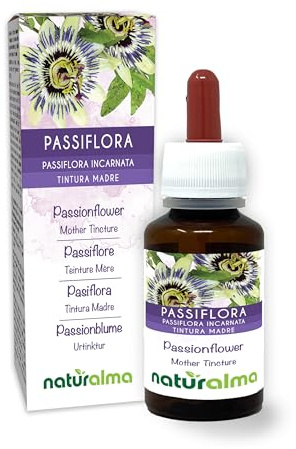 Passionsblume (Passiflora incarnata) Kraut mit Blüten Alkoholfreier Urtinktur Naturalma - Flüssig-Extrakt Tropfen 60 ml - Nahrungsergänzungsmittel - Veganer