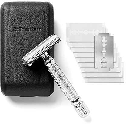 Störtebekker® Premium Rasierhobel Herren Hamburg - Rasierset mit 10 Rasierklingen & Leder-Etui - Nassrasierer Herren inkl. Reise-Etui mit Spiegel - *TESTSIEGER* Stiftung Warentest (12/2024)