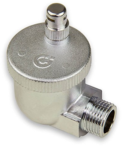Caleffi 504401 AERCAL Automatischer Schnellentlüfter 1/2 Zoll AG Entlüftungsventil Entlüfter Eck Heizkörperventil aus Pressmessing Verchromt mit hygroskopischer Sicherheitskappe, Silber