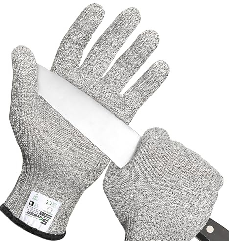 Schwer LEVEL A9/F Schnittschutzhandschuhe, ultimativer Schnittschutz nach den höchsten US-amerikanischen und europäischen Standards, zum Schneiden von Fleisch, Austernschütten(grau,L)