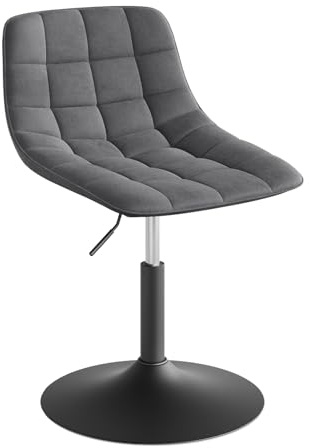 WOLTU Schminktisch Stuhl, Höhenverstellbar, 360° Drehbar, Samt, Dunkelgrau | Schminkstuhl mit Rückenlehne, für Schminktisch, Schlafzimmer, Esszimmer, Modern