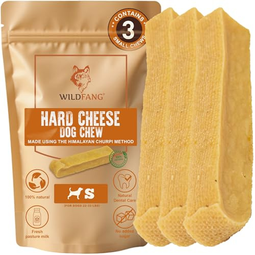 Wildfang® Yak-Käse Kauspielzeug Hund, Klein für Hunde 10-15 kg – Zahnpflege-Stick, Hart wie Himalaya Yak-Käse, Churpi-Stil Käse-Sticks, Hundeleckerli & Welpen-Training, ca. 40 g, 3er Pack