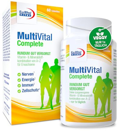 MultiVital Complete | A–Z Multivitamin Tabletten für Frauen und Männer bis 50 Jahre | 13 Vitamine plus 11 Mineralstoffe | Der Allrounder für Nerven, Energie, Immunsystem, Zellschutz | 60 Tabletten