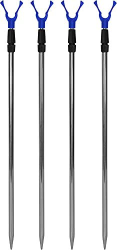 4er Set Teleskop Rutenhalter 75 - 135 cm Rutenauflage Rutenständer Schnurlaufkerbe U-Auflage