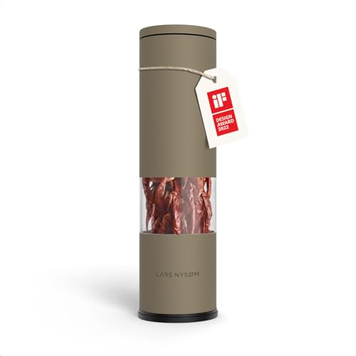 LARS NYSØM Chilimühle mit Edelstahl Schneideblatt I Premium Chili Cutter I Designer Gewürzmühle (Taupe Brown)