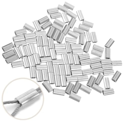 CLISPEED 100 Stück Aluminium Presshülsen 1mm für Drahtseil und Kabel
