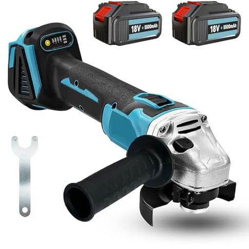 ANUPTTA Akku Winkelschleifer 125mm für Kompatibel mit Makita 18V Akkus - Bürstenloser Akku Flex Trennschleifer mit 2x 5500mAh & Ladegerät und 14 Zubehörteile - Zum Schneiden, Schleifen, Polieren