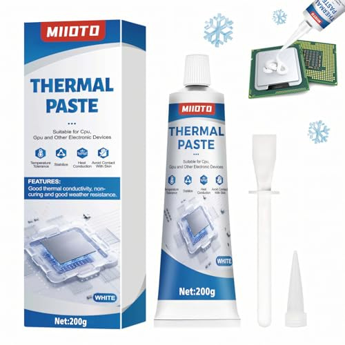 Miioto Kühlpaste, 200g Kühlpaste CPU, CPU Wärmeleitpaste | Beständig Gegen Hohe und Niedrige Temperaturen,Geeignet zur Kühlung Von Komponenten wie Kühlschrank,Cpu,Gpu,Speicher - (Weiß)