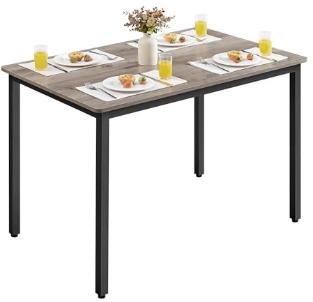 VASAGLE Esstisch, Küchentisch, 70 x 110 x 77 cm, Esszimmertisch für 4 Personen, Tisch Wohnzimmer, Schreibtisch, für Esszimmer, Küche, Industrie-Design, Greige meliert-Mattschwarz KDT081G01