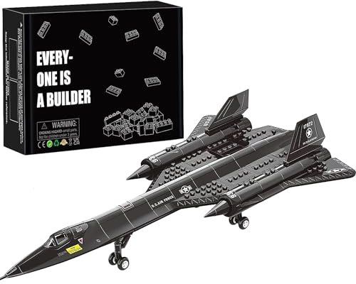 SR-71 Blackbird Flugzeug Klemmbausteine,1:74 Kampfjet Bausteine Set,WW2 Militär Kampfflugzeug Luftwaffe Eurofighter Jet Modellbausatz Kreative Geschenke für Erwachsene und Jugendliche ab 14+ Jahren