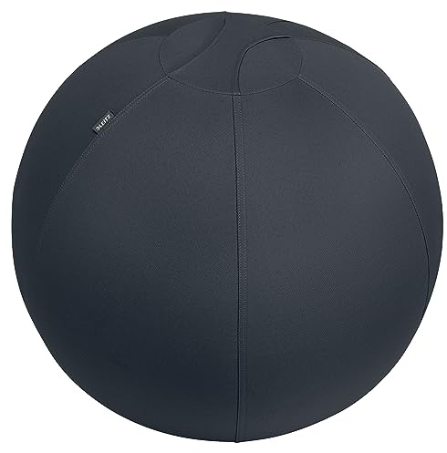 Leitz Ergo Active Sitzball, Ergonomische Alternative zum Bürostuhl, Gymnastikball, 65 cm Durchmesser, inkl. Stoffbezug, Handluftpumpe & 2 x Verschlussstopfen, Ergo-Serie, dunkelgrau 65420089