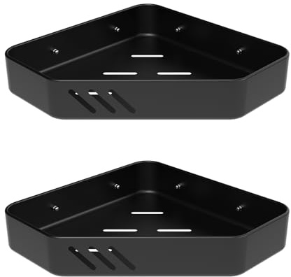 Ibergrif M34034B Duschablage ohne Bohren Ecke, 2 Stück Rostfreie Badezimmer Organizer, Badregal Edelstahl, Bad Eckregal, Badezimmermöbel, 2 Stück, Schwarz
