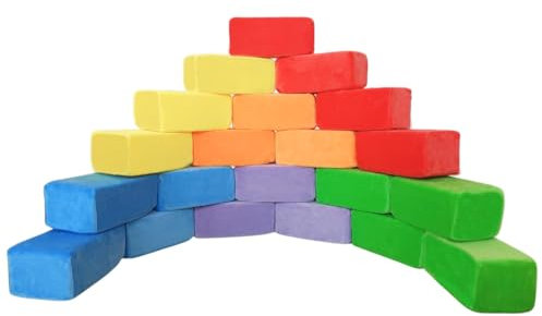 Wonder Space Plüsch Schaum Bausteine ​​- Bauen & Stapeln Kindergartenspielzeug Geschenk für Kleinkinder, Weicher Glatter Samtbezug, Frühe Erziehung Motorik & Gehirn Entwicklung (Quader, Regenbogen)