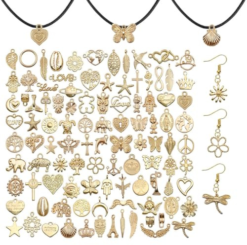 VYZUTR Charms Anhänger, zum Schmuck Basteln, Gemischte Anhänger Kette und Vintage Aesthetic, Armbänd Ohrringe Halskette