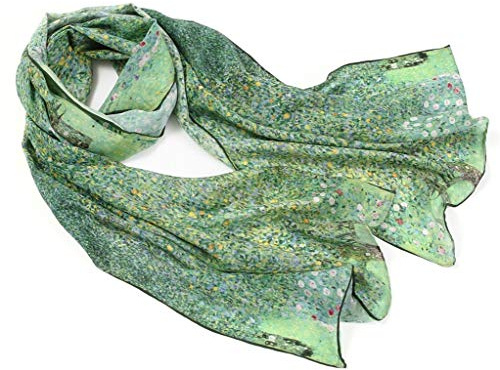 Prettystern Damen Seidenschal - Gustav Klimt Jugendstil Kunstdruck - Grün Damen-Schal aus 100% Seide P899 der Park