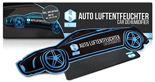 HEYBRO® Auto Luftentfeuchter - Wiederverwendbarer Feuchtigkeitsentferner in coolem Design - inkl. Anti Rutsch Matte - Entfeuchter Kissen verhindert beschlagene Scheiben und Feuchtigkeit