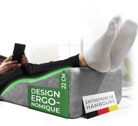 Venenkissen zum Beine Hochlagern, Beinhochlagerungskissen, Lymphkissen | Ergonomische Beinhochlagerungskissen Venenkeil Lagerungshilfe, Beinauflage Keil für Bett & Couch Stützkissen Knie, Keilkissen