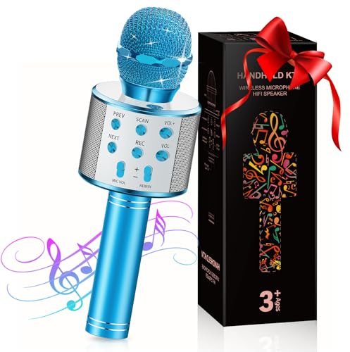 GeschenPark Karaoke Mikrofon, Microphone Spielzeug ab 3-11 Jahren, Geschenk Mädchen 3-9 Jahre, Bluetooth Mikrofon Jungen Kinder Spielzeug Kindertag Weihnachten Geschenk - Ostergeschenke für Kinder