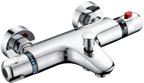 Zamery Duscharmatur mit Thermostat Armatur Dusche Wannenarmatur Duscharmatur Badewannenarmatur Duschthermostat Duscharmaturen mit 38 °C Sicherheitsstopp Chrom