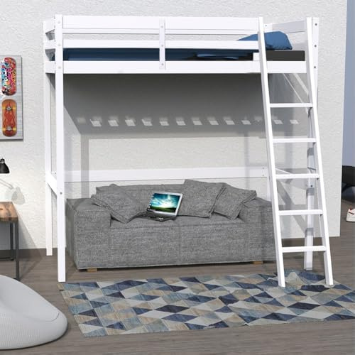 WEBER INDUSTRIES Hochbett Studio, 90 x 200 cm + 1 Lattenrost/Weiß