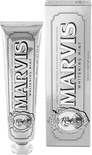 Marvis Whitening Mint Zahnpasta, 85 ml, Whitening Zahnpasta fördert eine natürliche Zahnaufhellung, Zahncreme entfernt Plaque & verleiht langanhaltende Frische