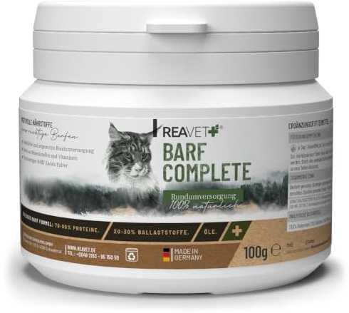 ReaVET Barf Complete Katze für 5 Monate – Rundumversorgung, Barfen Zusatz, Vitamine für Katzen und Mineralien