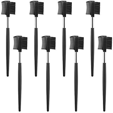 Wimper Augenbraue Bürste 8 Stück Doppelseiten Make Up Wimpernbürste Augenbrauenbürste mit Kamm für Frauen Kosmetik Werkzeuge, Schwarz