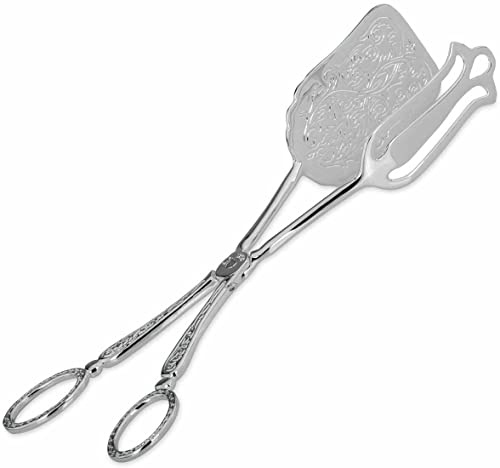 versilberte verzierte Gebäckzange verziert Höhe 5.5 cm Länge 22 cm Breite 5 cm