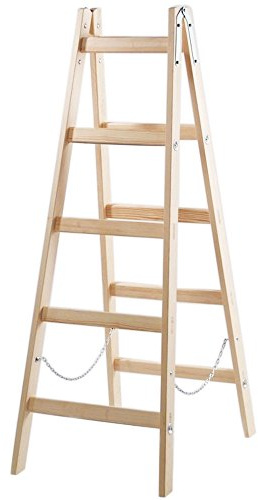 Systafex® Leiter Doppelstufenleiter Malerleiter Elektrikerleiter Stehleiter Holzleiter (5 Stufen) 1,55m