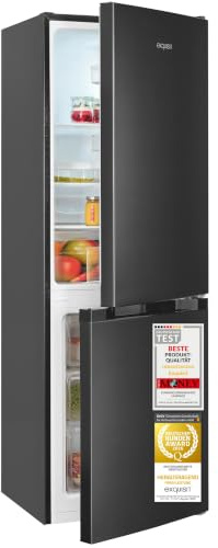 Exquisit Kühl-Gefrierkombination freistehend Schwarz, 159 l | 111 l Kühlen + 48 l Gefrieren (4 Sterne) - 144 cm - Energieklasse C - 39 dB - Inoxlook Anthrazit