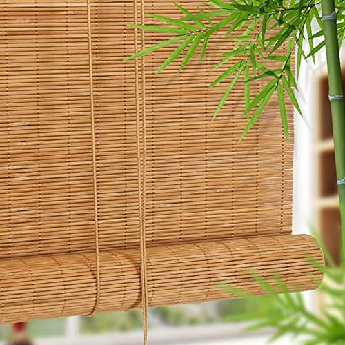Natürliche Bambus-Rollo Raffrollo,Bambusrollo,Holzrollo Jalousie,Schnurzugrollo,Vorhang,Lichtfilter-Rollo,Verdunkelungsrollos,Sichtschutz,für Teehaus/Restaurant/Garten/Balkon (W185xH140cm(73x55in))