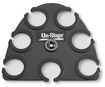 On-Stage, Multi-Mikrofonhalter (Mikrofon-Organizer und Display für Handmikrofone, dynamische, kabelgebundene und drahtlose Mikrofone, Silikonpolsterung, Befestigung an 9,53 mm- oder 9,52