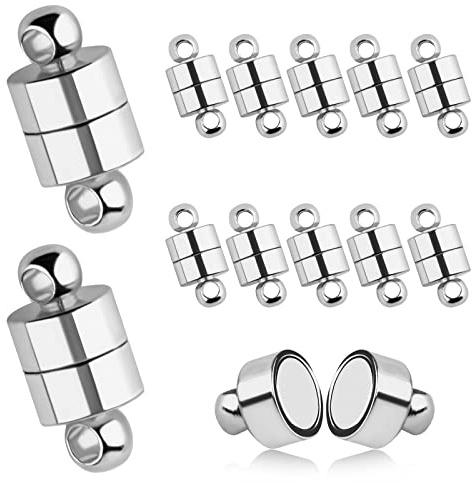 AIEX 12pcs Magnetverschlüsse Schmuck, Magnetverschlüsse für Armbänder mit Runder Schnalle, Magnetische Verschlüsse Magnetische Schmuckverschlüsse für Die Herstellung von Schmuckketten (Silber)