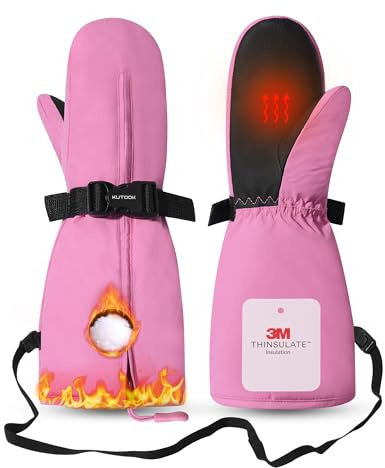 KUTOOK Skihandschuhe Fäustlinge Kinder Snowboard Handschuhe Warme Winterhandschuhe Thermal Fleece Winddicht WasserdichtSF512