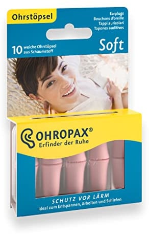 OHROPAX - Soft - Ohrstöpsel - - Wiederverwendbare In-Ohr-Stöpsel aus Schaumstoff gegen schädlichen Lärm - zum Entspannen, Schlafen und Musik hören,(10 Stück) 1er Pack