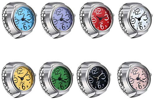 JewelryWe Ringuhr Fingeruhr Herren Damen rund Analog Quarz Elastisch Legierung Ring Uhr Uhrenring