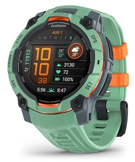 Garmin Instinct 3 45mm AMOLED – GPS-Multisport-Smartwatch, 1,2 AMOLED-Display, bis zu 18 Tage Akkulaufzeit, 80+ Sport-Apps, Health Coach, Multi-Satellitenempfang, LED-Taschenlampe, Notifications