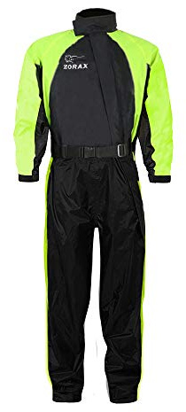 Zorax Hi-Vis Gelb/Schwarz M Wasserdichter, winddichter Motorrad-Regenanzug für Herren, Regenbekleidung, Regenmantel, Tragetasche, reflektierende Streifen