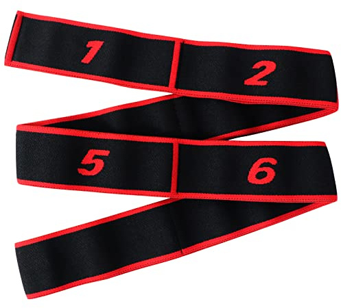 Quelcc Yoga Stretch Gurt, Stretching Band Strap mit 8 Intensitätsstufen, Hochelastischer Gymnastikband mit Schlaufen, Waschbarer, Leicht zu Tragender für Yoga, Latein, Pilates, Tanz, Fitness