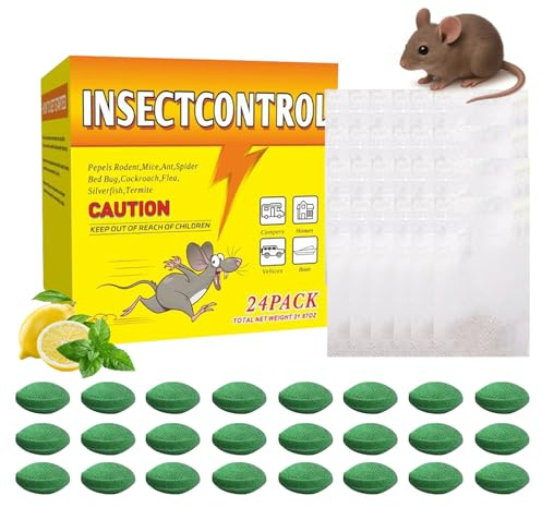Rattengift Extra Stark mit Netz, 24 Stück Mäusegift für Innenräume, Mäuse Vertreiben mit Pfefferminzöl, Rattenköder Mäuseköder Giftköder Ratten Mäuseabwehrmittel Rattenabwehr für Häuser Garagen Garten