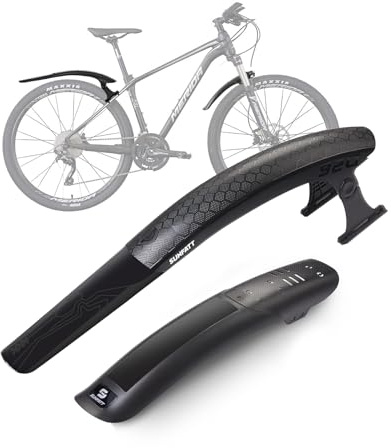 SUNFATT Fahrrad Schutzblech Mountainbike [NUR 24-29 Zoll | Nicht für V-Brakes] – Bohrungsfreie Montage, Verstellbarer Spritzschutz Vorne & Hinten, Mudguard für Mountainbike & E-Bike